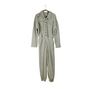 Free People FP Beach Ride or Die Jumpsuit Green Long Sleeve Womens Small